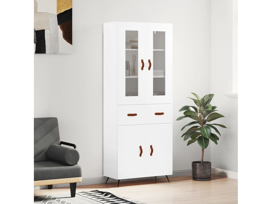 Vidaxl Armário Alto 69,5x34x180 Cm Derivados De Madeira Branco