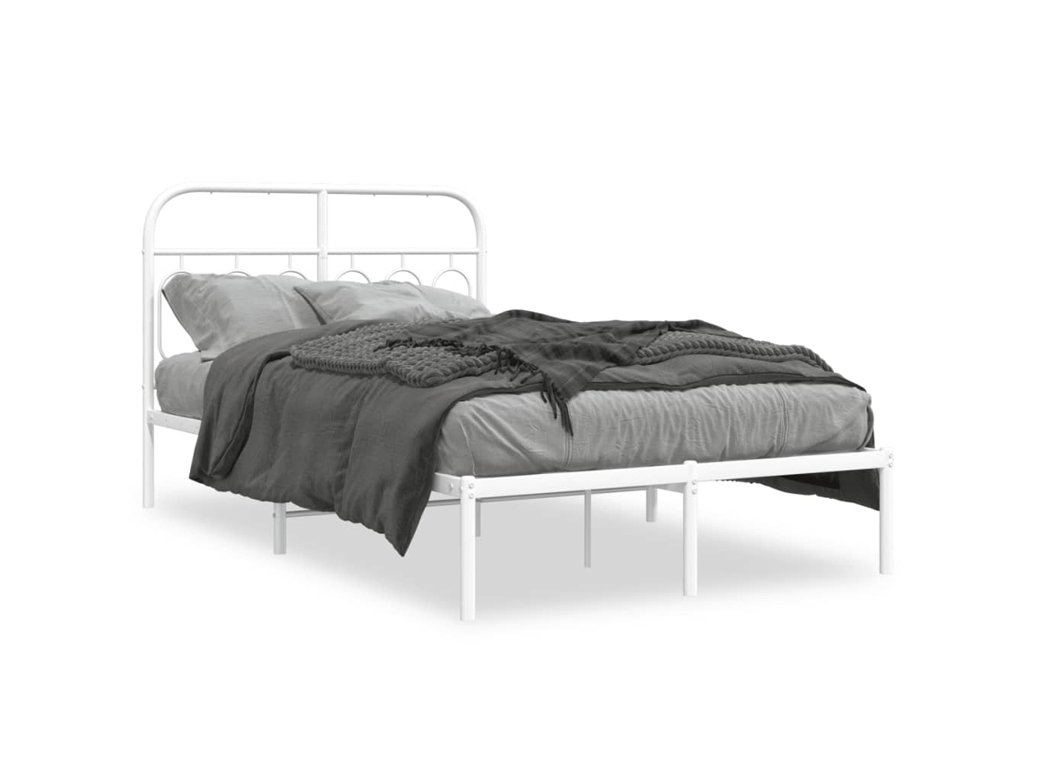 Bed Frame, Bed Frames Vidaxl Branco Metal (120 X 200 Cm)