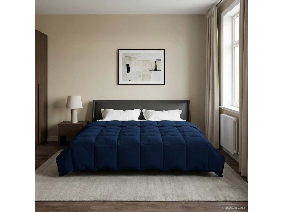 Vidaxl Edredom De Verão Simples 200 X 220 Cm Verão Azul Escuro