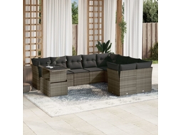 Jogo de Sofá Jardim 10 Peças C/ Almofadões Vime Pe Cinza Dkd Home Decor