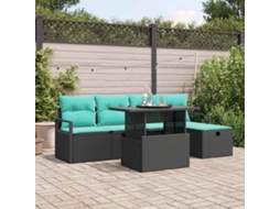 Vidaxl Conjunto De Sofá De Jardim 6 Pcs Preto Rattan Sintético