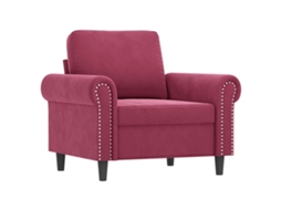 3 Pcs Conjunto de Sofás com Almofadões Veludo Vermelho Tinto SYFAX