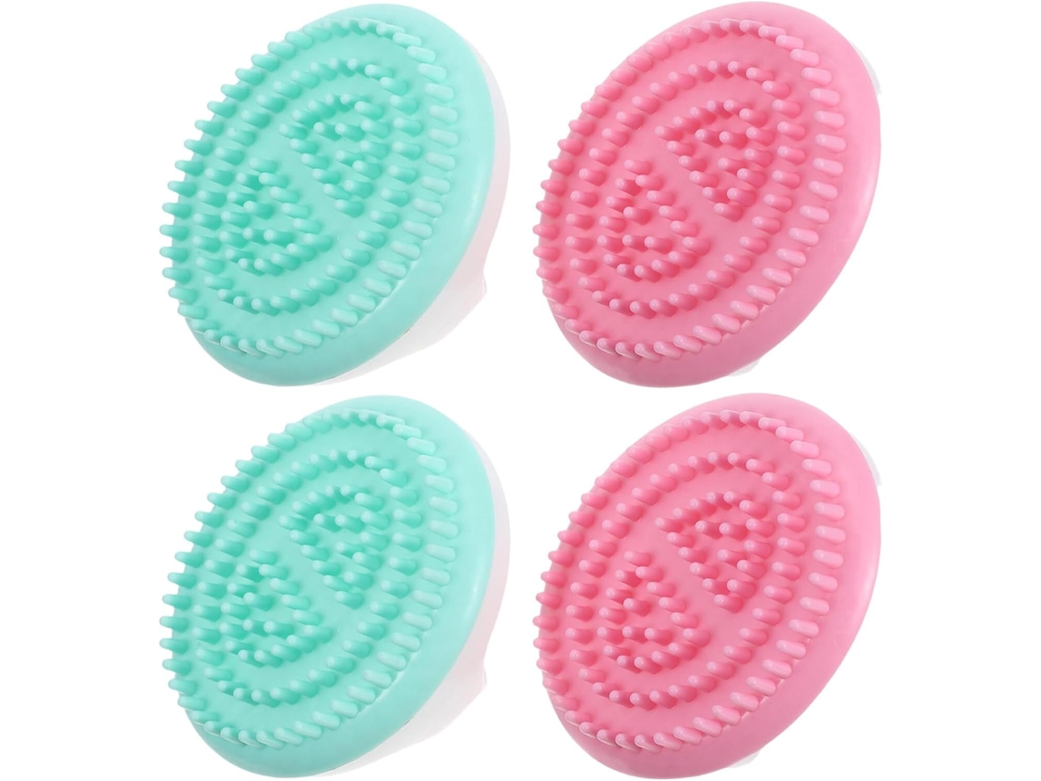Conjunto Callaron Com 4 Escovas De Massagem Meridiana Plástico Verde E Rosa, Pente Esfoliante Para Corpo E Rosto