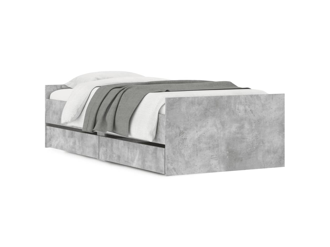 Estrutura de Cama com Gavetas Cinzento Cimento MAISON EXCLUSIVE (100x200 cm)