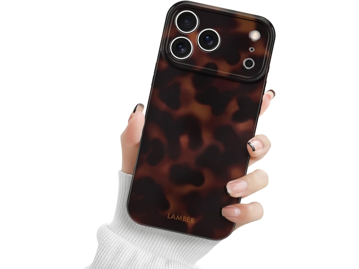 Capa Para Iphone 17 Pro Max Com Estampa De Leopardo Em Padrão Tartaruga E Borda Em Tpu Que Absorve Impactos.
