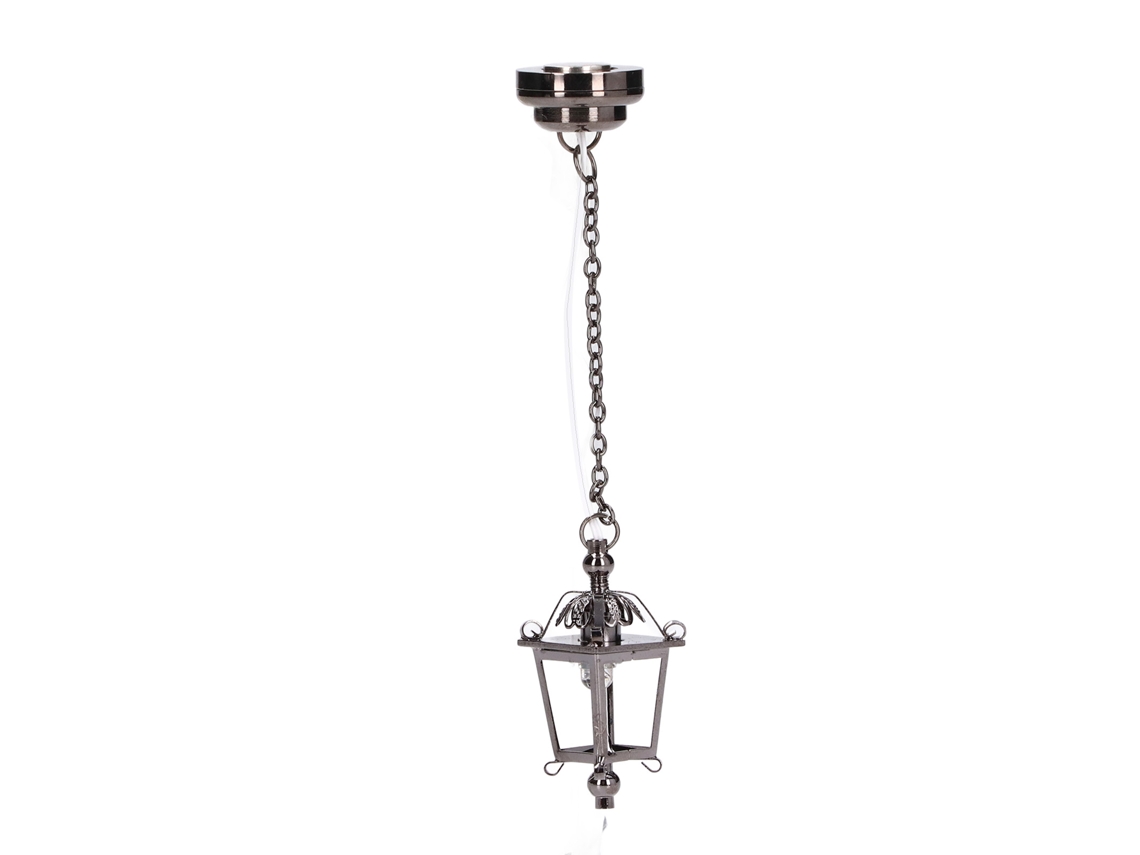Ats lâmpada Pendente de Cristal para Casinha de Bonecas 1:12, Farol Victoriano Preto com Ímã Adesivo, Acessório de Decoração Led