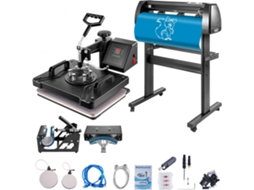 Conjunto Máquina De Sublimação 5 Em 1 Com Prensa Térmica, Plotter De Vinil 34 E Software Tekmaquinas
