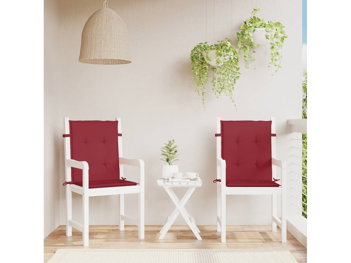 Vidaxl Almofadões Lombares Cadeiras Jardim 2pcs Oxford Vermelho Tinto