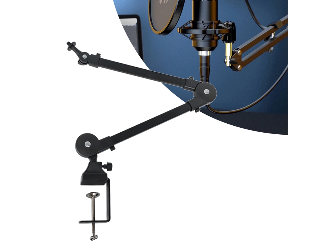 Suporte de Microfone com Braço Articulado, para Montagem em Mesa, Rotação de 360° MDUG