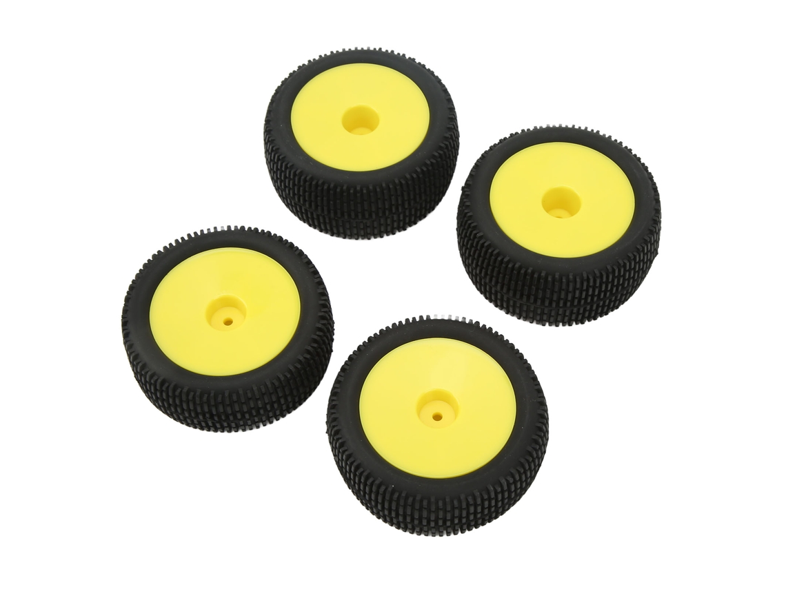 4 Pneus De Borracha Rc Flexíveis Estáveis Textura Densa Para Veículos Off Road 1/10 Amarelo
