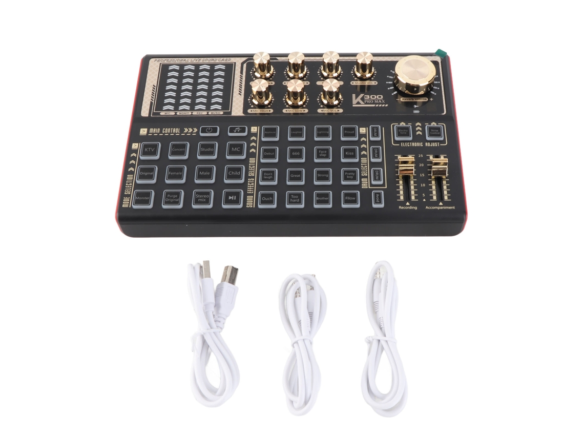 Placa De Som Para Live Sound Card Mixer Profissional Portátil Gravador E Streaming Com Alterador De Voz