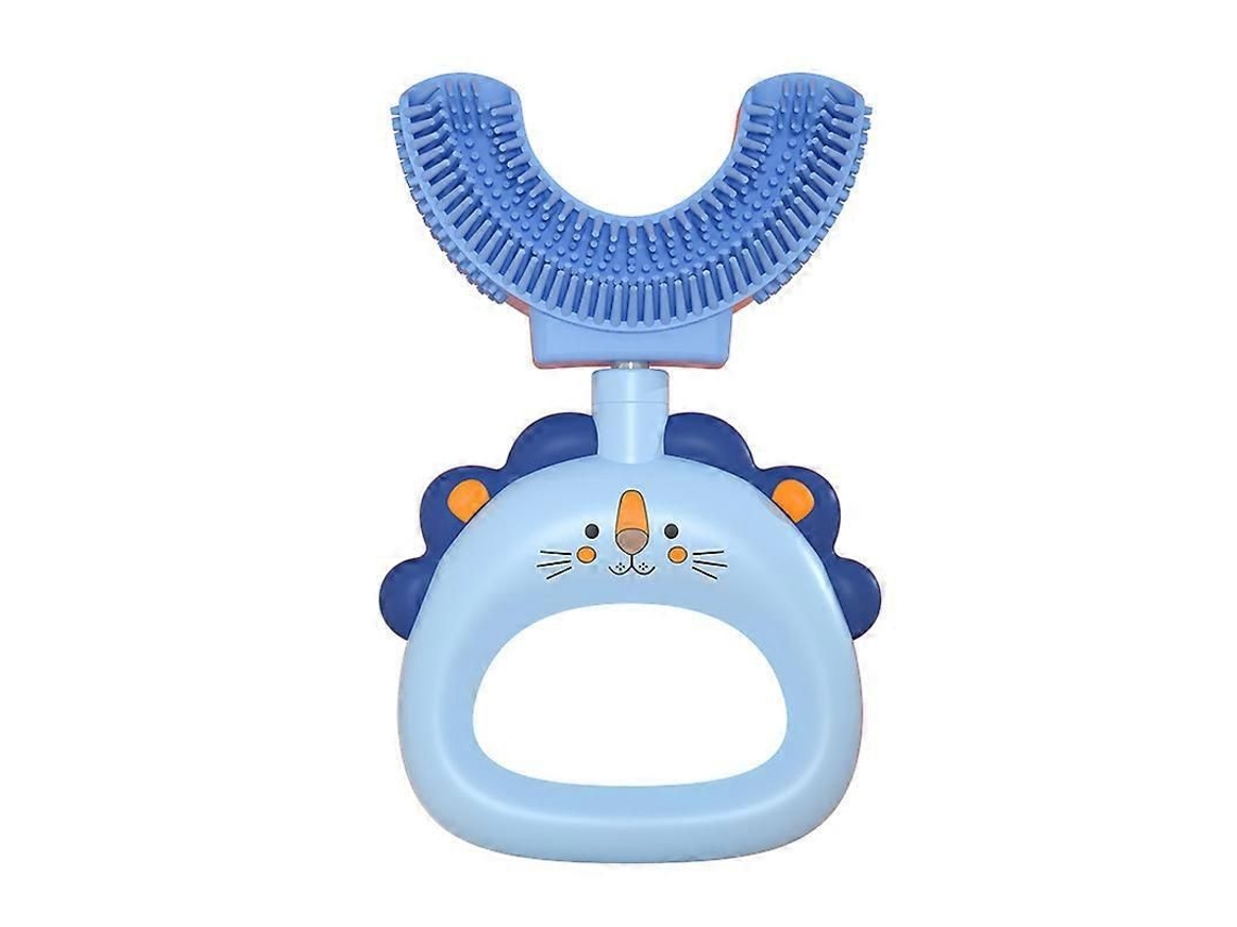 Escova de Dentes Infantil em Formato U, com Cabeça Silicone Macio Premium, Limpeza Oral 360°, Ideal para Criança S 2 a 6 Anos, Azul. GOKOCO