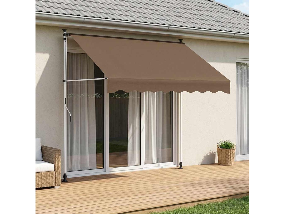 Vidaxl Toldo Retrátil Manual Cinzento-acastanhado 200 Cm