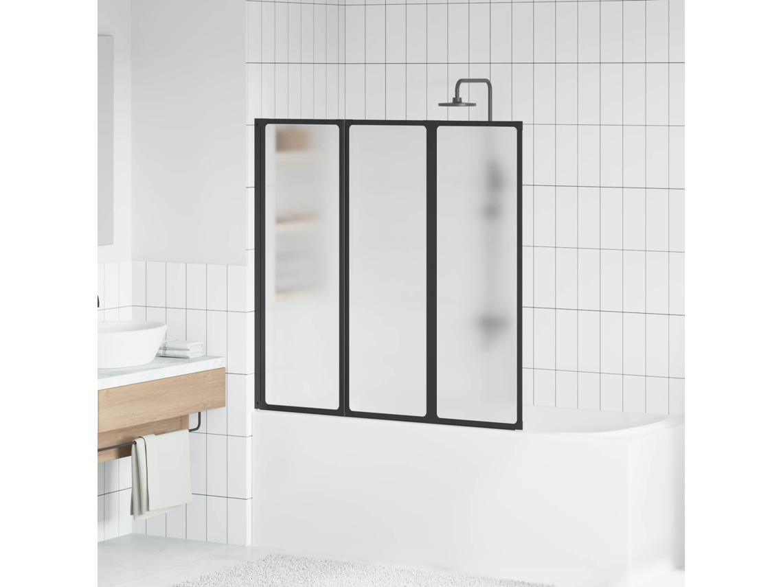 Vidaxl Resguardo De Duche Preto 120 X 2 X 117 Cm Alumínio E Pp