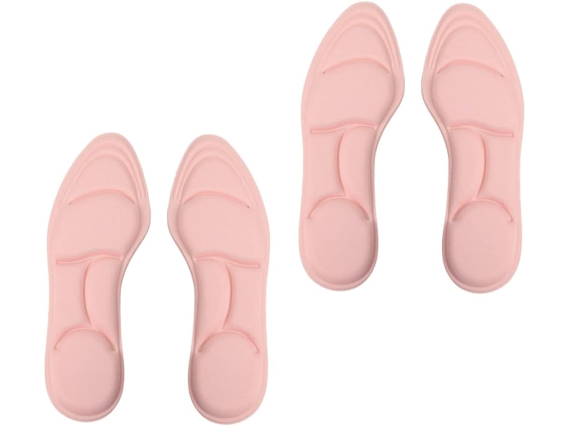 2 Pares De Palmilhas Esportivas Esponja Rosa Com Absorção Impacto 5d E Design Confortável Para Caminhadas Longos