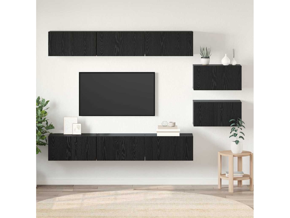 Vidaxl Conjunto De Móvel De Tv 8 Unid. Carvalho Preto