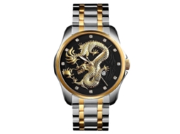 Relógio De Quartzo Skmei 9193 Masculino Com Padrão De Dragão Dourado, Calendário E Luminescência.