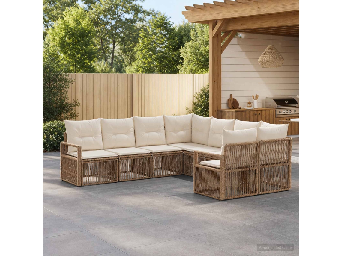 Vidaxl Conjunto De Sofá De Jardim 8 Unid. 8-número De Lugares Bege
