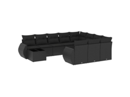 Maison Exclusive - 11 Pcs Conjunto Sofás De Jardim C/ Almofadões Vime Pe Preto