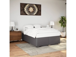 Estrutura De Cama 140x200 Cm Couro Artificial Cinzento
