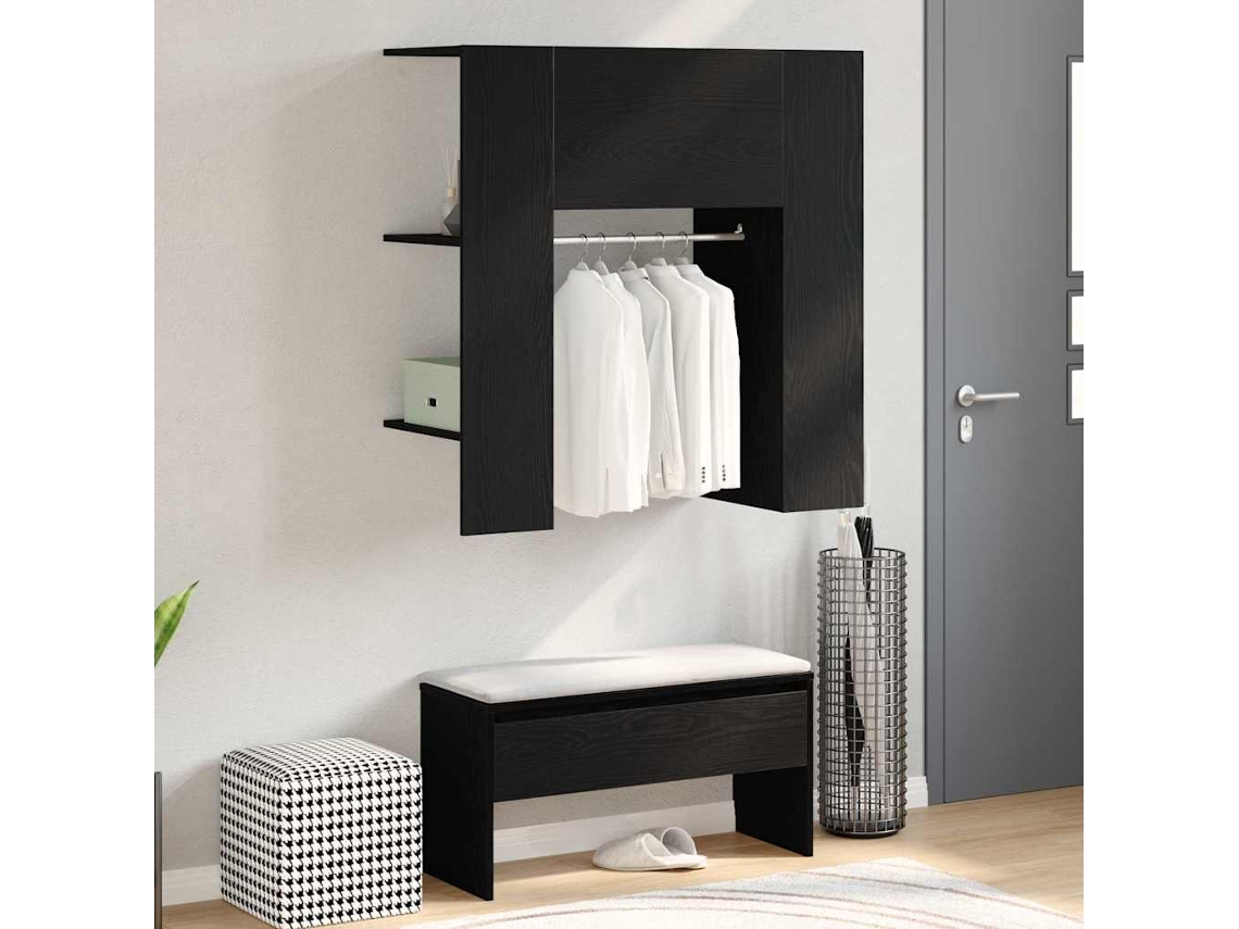 Vidaxl Armário De Corredor Com Porta Carvalho Preto 97,5 X 37 X 99 Cm