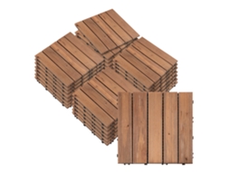 Conjunto De 27 Peças De Piso De Madeira Para Exterior, Com Encaixe, 30x30x2,5cm