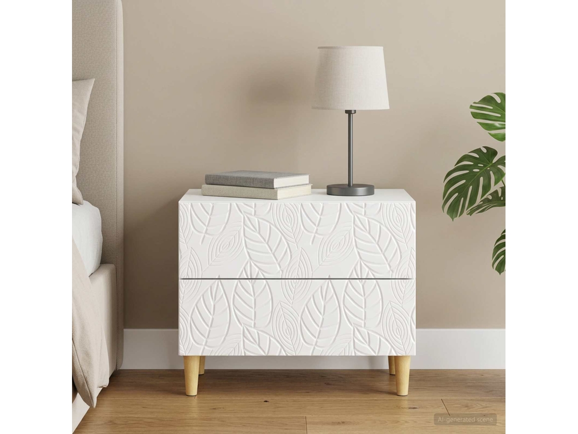 Vidaxl Mesa-de-cabeceira Branco Brilhante 62 X 34,5 X 48 Cm
