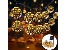 Guirlanda Solar Marroquina 5m 20 Led,8 Modos À Prova Dágua Para Jardim,terraço,pátio Btforus (branco Quente)