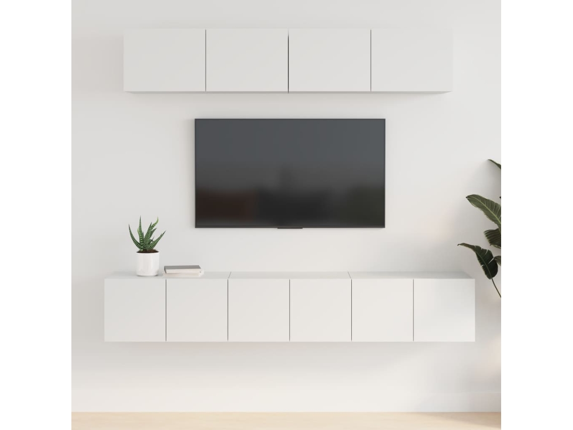 Vidaxl Conjunto Móveis De Tv 5 Pcs Madeira Processada Branco