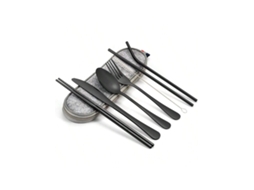 Conjunto 8 Peças Talheres Reutilizáveis ​​inoxidáveis ​​ Com Estojo, Portátil, Para Campismo, Lunch Box. Igvtrade