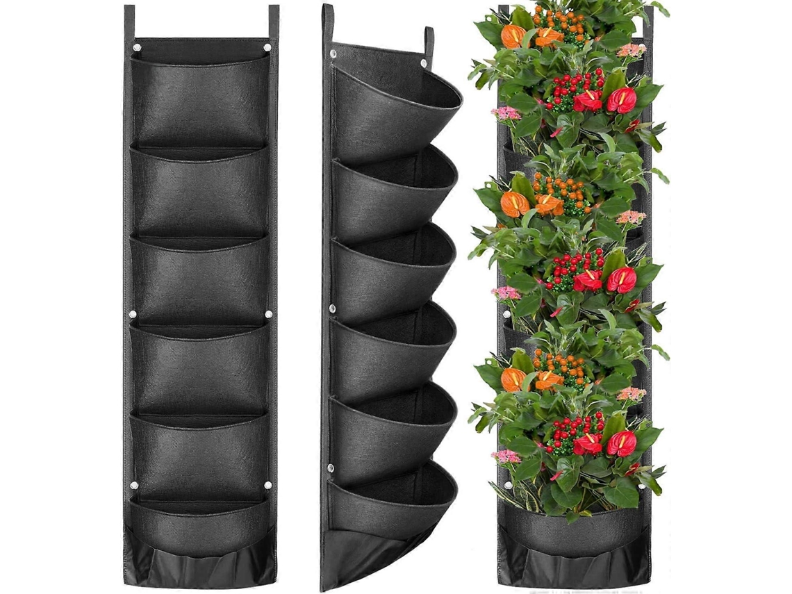 Bolsas de Plantas, Maceta Vertical de Parede com 6 Bolsos Atualizada para Jardim, Grama e Perto Das Plantas