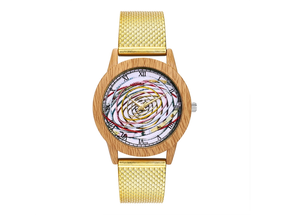 Relógio unissex para casais com pulseira de silicone e mostrador redondo dourado.
