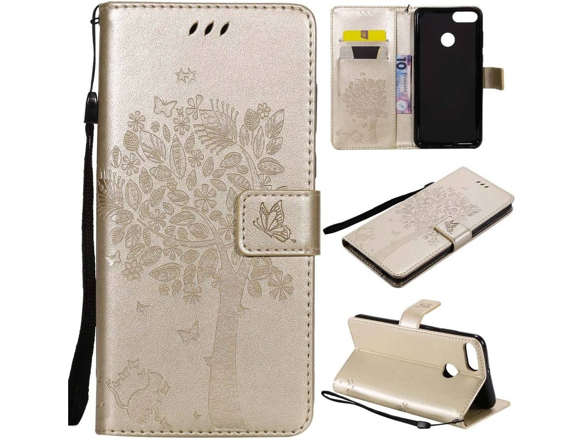 Capa Huawei Y9 2018 HONGWE. Livro de Couro