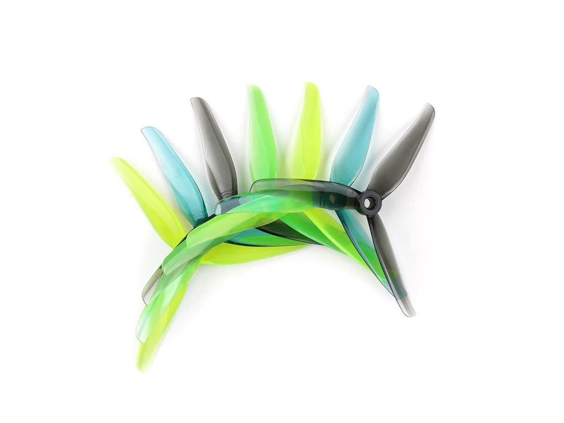 Hélices Iflight Nazgul F5, 5.1 Polegadas, 3 Passos, 5 mm Furo, CW/CCW, Transparentes, Verde nº 6, para Drones de Corrida FPV. MDUG