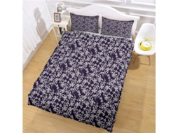 Capa de Edredom Floral 3d em Preto em Microfibra Fronha 220x240cm