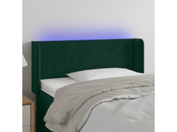 Vidaxl Cabeceira Cama C/ Luzes Led Veludo 83x16x78/88 Cm Verde-escuro