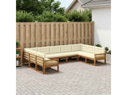 Vidaxl Conjunto De Sofás Para Exterior 9 Pcs Natural E Creme