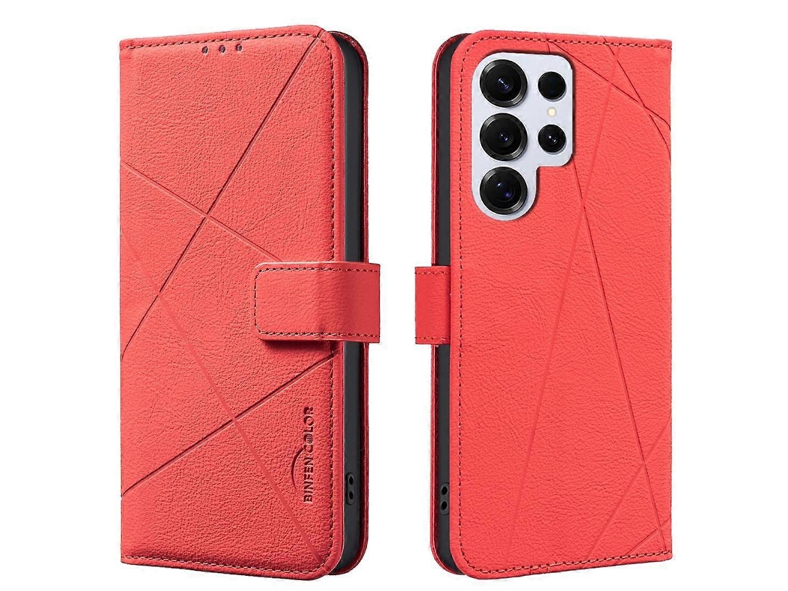 Capa De Couro Para Celular Com Padrão Geométrico Rfid