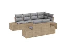 Maison Exclusive - Conjunto De Sofá De Jardim 7 Pcs Bege E Cinza Claro Vime Pe