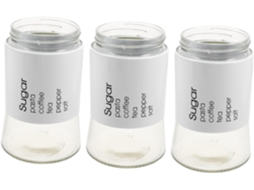 Conjunto De 3-potes Vidro Ganazono Com Tampa Hermética Aço Inoxidável Para Armazenar Grãos E Arroz, Capacidade De 600ml