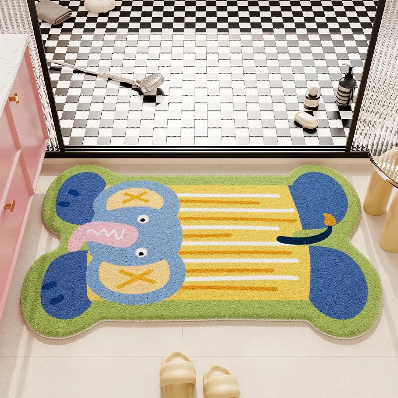 Tapete De Banheiro Com Desenho Animado Fofo (estilo 14, 50x80cm), Absorvente E Macio.