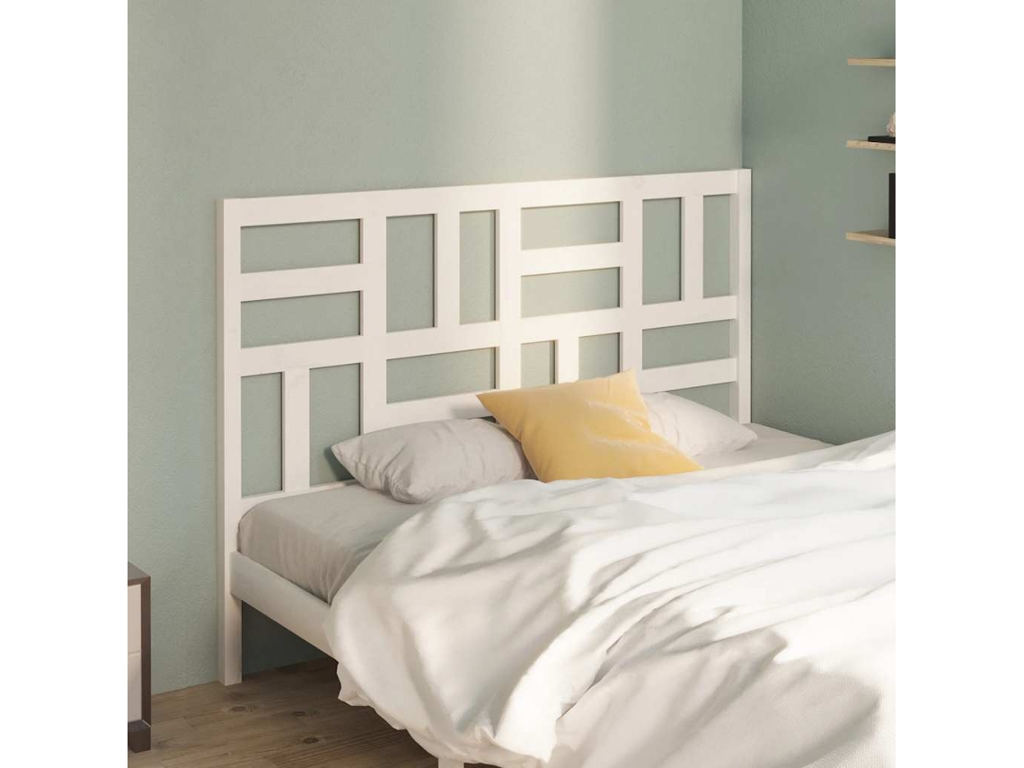 Vidaxl Cabeceira De Cama 146x4x104 Cm Pinho Maciço Branco