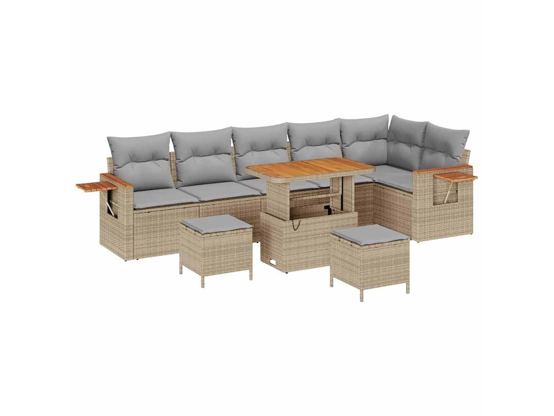 Maison Exclusive - Conjunto De Sofá De Jardim 9 Pcs Bege E Cinza Claro