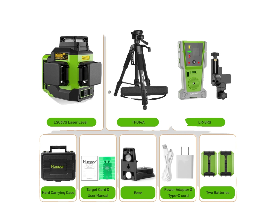 Nível Laser Huepar, Projeção De 12 Linhas, Bateria De 5200mah,set 3 Foto Principal Oem