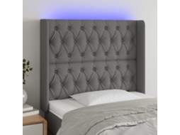 Cabecero con LED Tela 93x16x118/128 cm Gris Oscuro