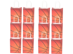 Sacolas De Papel Kraft Com Estampa De Basquete, Pacote Com 12 Unidades, Doces E Presentes, Sacolas P Gokoco
