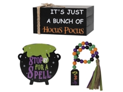 Laxiscreed Halloween bandeja decorativa com caldeirão de bruxa para ambiente interior