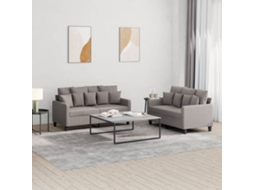 Conjunto 2 Pcs de Sofás com Almofadões Tecido Cinza-Acastanhado PANGSHIYUAN