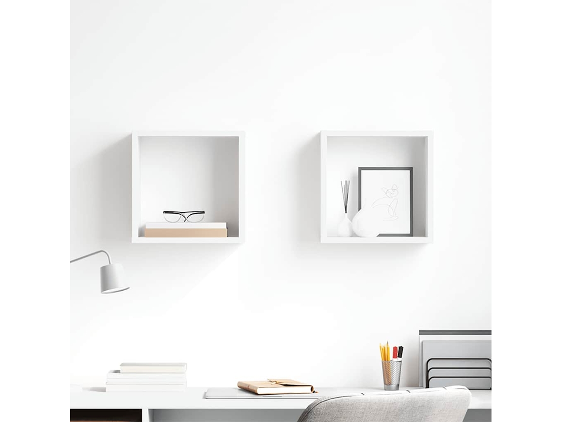 Vidaxl Prateleiras De Parede Em Forma De Cubo 2 Pcs 30x15x30cm Branco