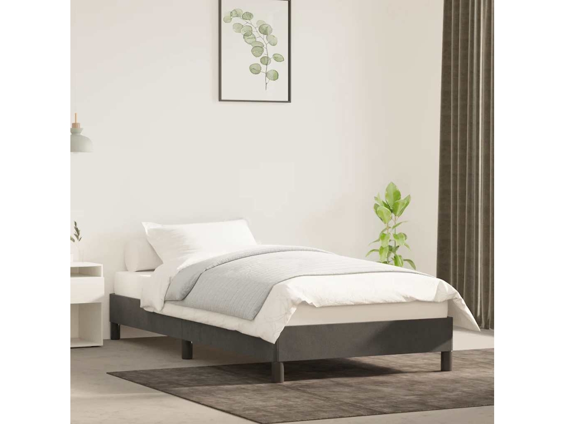 Vidaxl Estrutura De Cama Sem Colchão 90x190 Cm Veludo Cinzento-escuro